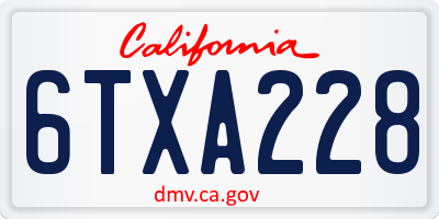CA license plate 6TXA228