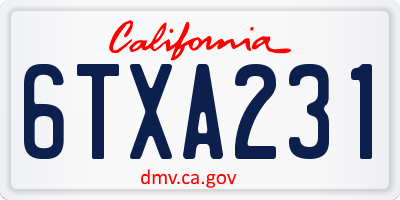 CA license plate 6TXA231