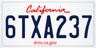 CA license plate 6TXA237