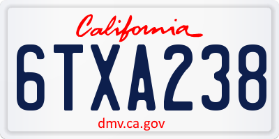 CA license plate 6TXA238