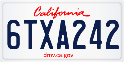 CA license plate 6TXA242