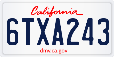 CA license plate 6TXA243