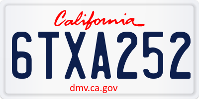 CA license plate 6TXA252