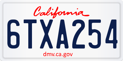 CA license plate 6TXA254