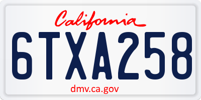 CA license plate 6TXA258
