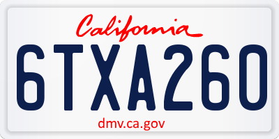 CA license plate 6TXA260