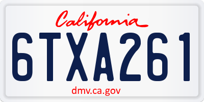 CA license plate 6TXA261