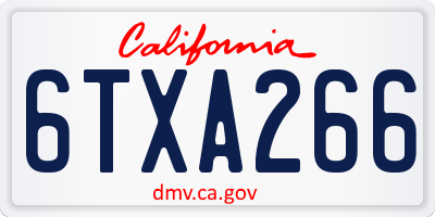 CA license plate 6TXA266