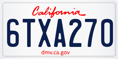 CA license plate 6TXA270