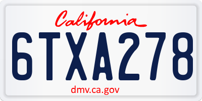 CA license plate 6TXA278