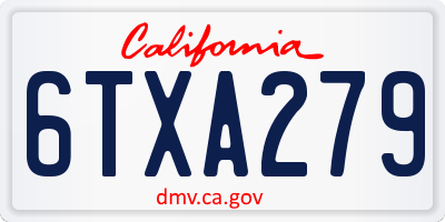 CA license plate 6TXA279