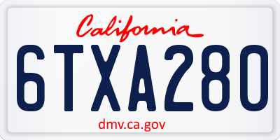 CA license plate 6TXA280