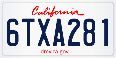 CA license plate 6TXA281