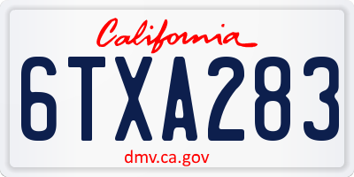 CA license plate 6TXA283