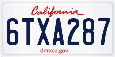 CA license plate 6TXA287