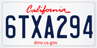 CA license plate 6TXA294