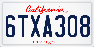 CA license plate 6TXA308