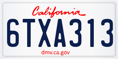 CA license plate 6TXA313