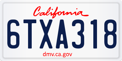 CA license plate 6TXA318