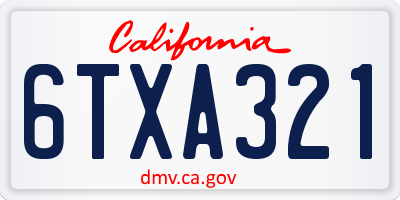 CA license plate 6TXA321
