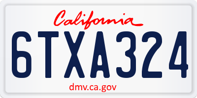 CA license plate 6TXA324