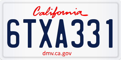 CA license plate 6TXA331