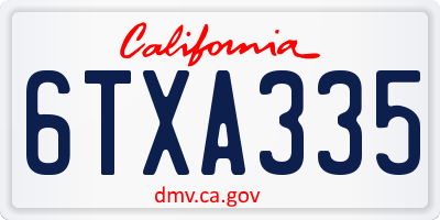 CA license plate 6TXA335