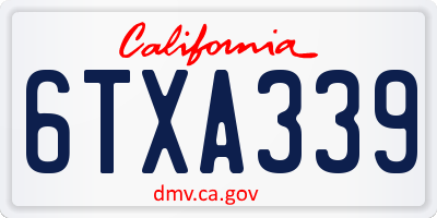 CA license plate 6TXA339