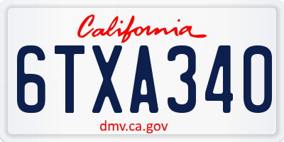 CA license plate 6TXA340