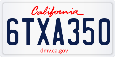 CA license plate 6TXA350