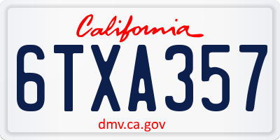 CA license plate 6TXA357
