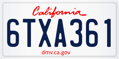 CA license plate 6TXA361