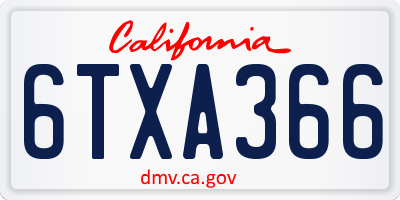 CA license plate 6TXA366