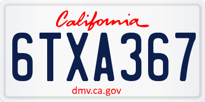 CA license plate 6TXA367