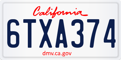 CA license plate 6TXA374