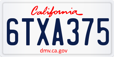 CA license plate 6TXA375