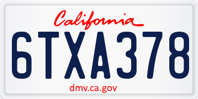 CA license plate 6TXA378