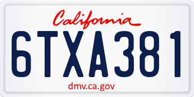 CA license plate 6TXA381
