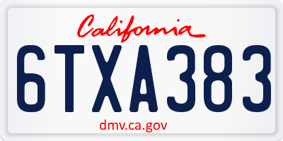 CA license plate 6TXA383