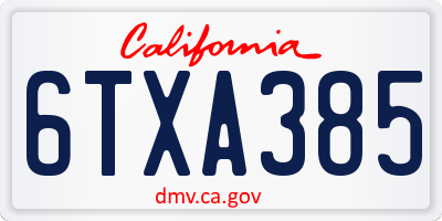 CA license plate 6TXA385