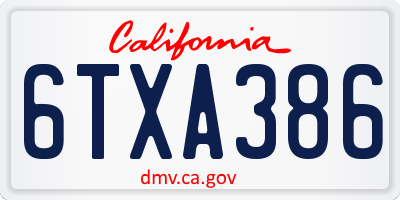 CA license plate 6TXA386