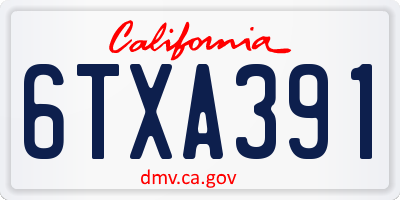 CA license plate 6TXA391