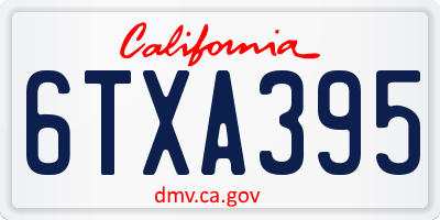 CA license plate 6TXA395