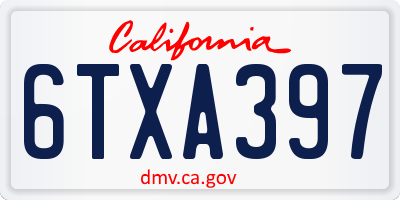 CA license plate 6TXA397