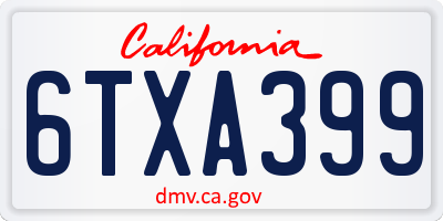 CA license plate 6TXA399