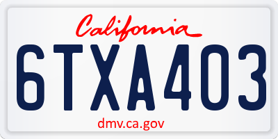 CA license plate 6TXA403