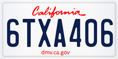 CA license plate 6TXA406