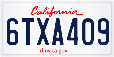 CA license plate 6TXA409