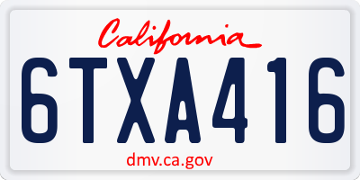 CA license plate 6TXA416