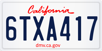 CA license plate 6TXA417